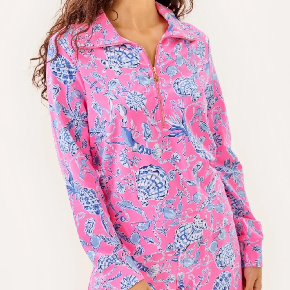 NEW Lilly Pulitzer Elen UPF 50+ Top Pullover Barefoot Beachcombers Medium